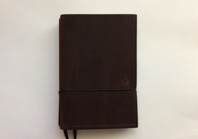 Front of X17 notebook cover in chestnut brown